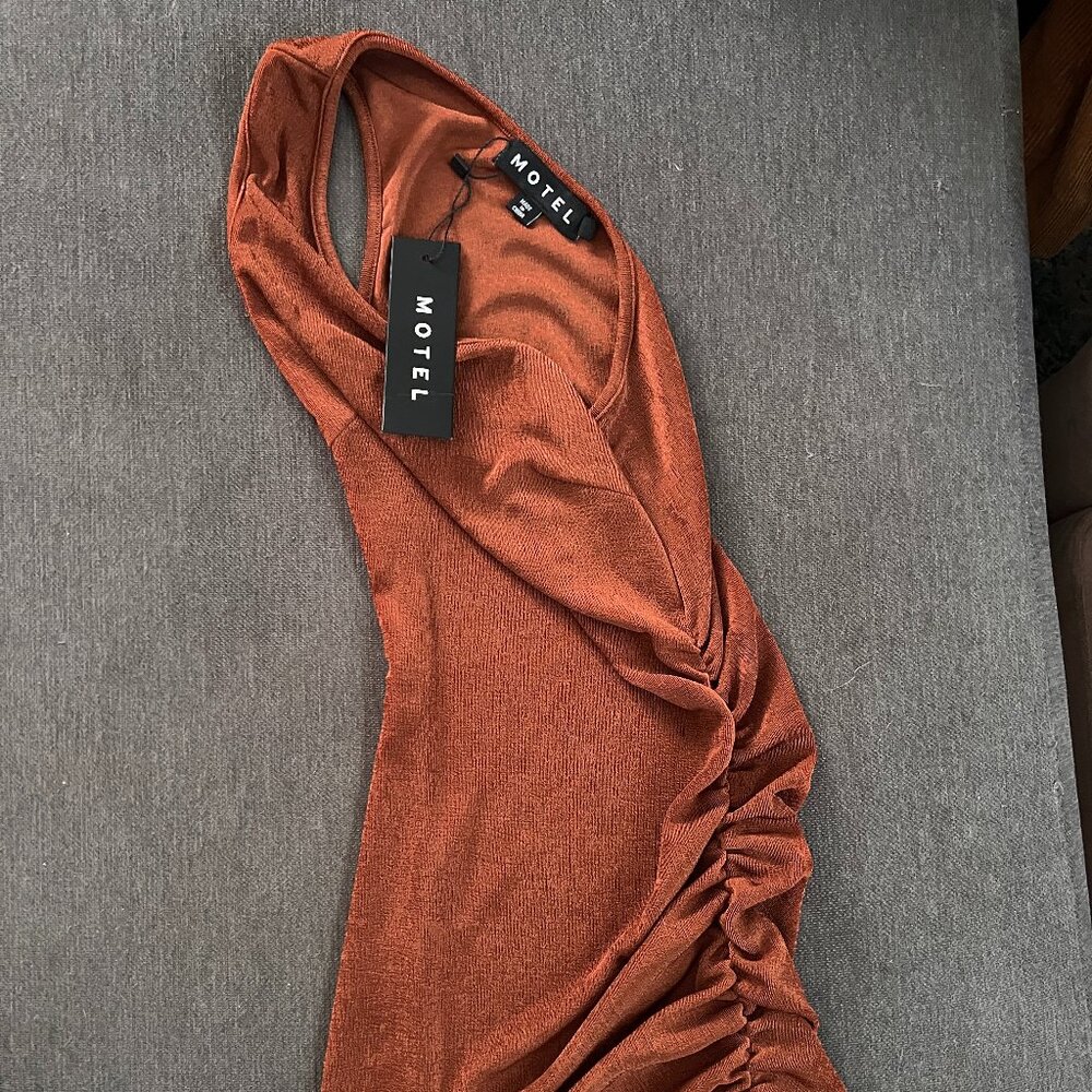 Motel Rocks Aderai Mini Dress in Coffee bean